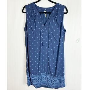 Old Navy Womens Sleeveless Tank Dress Navy Blue Print Large